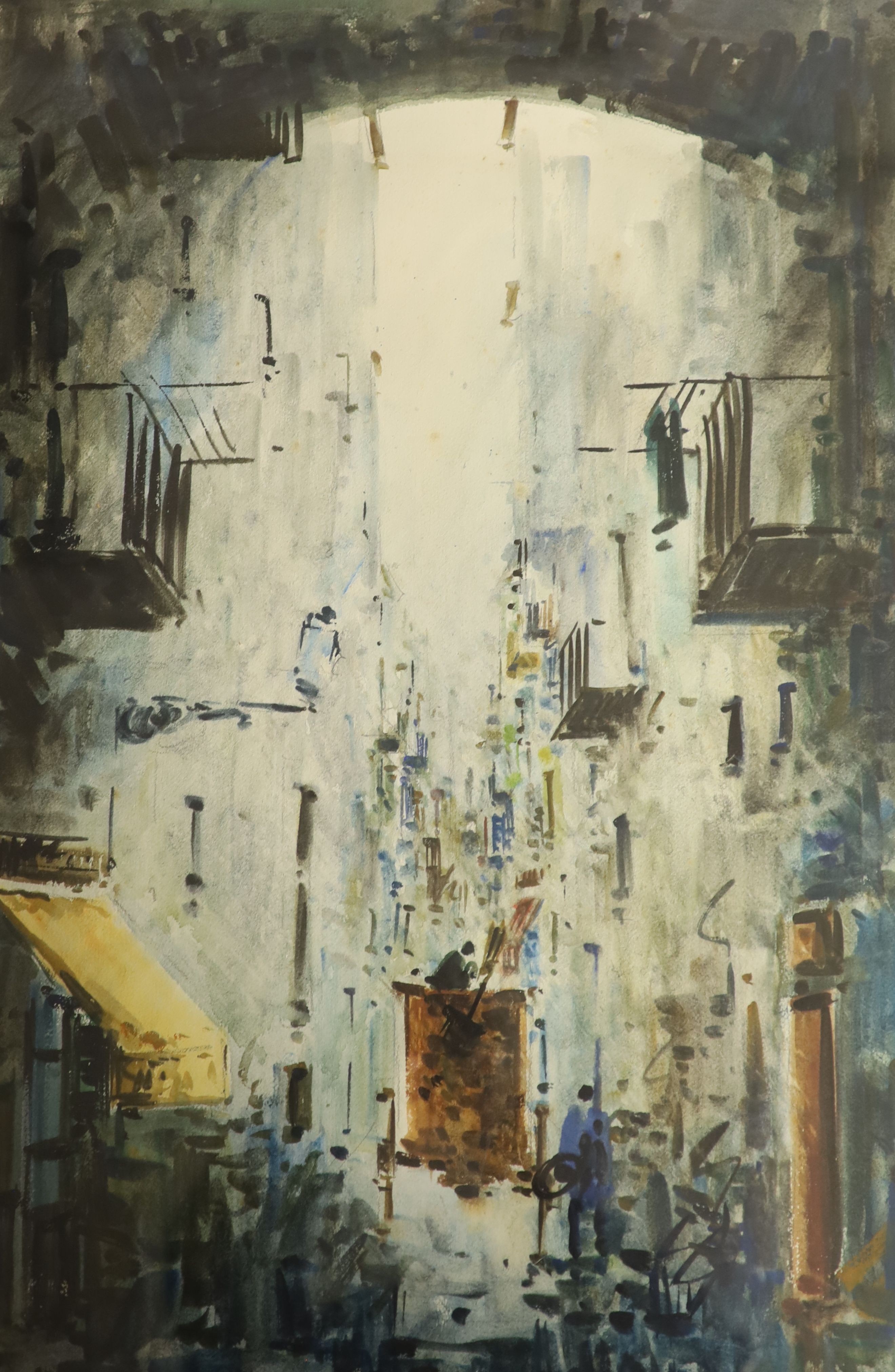 Diaz, watercolour, Spanish street scene, 74 x 50cm